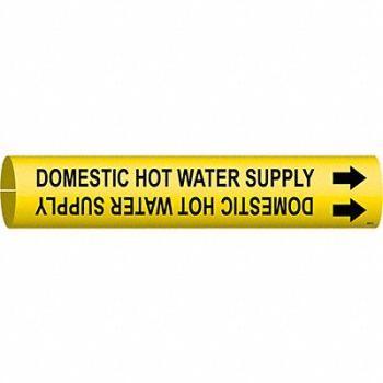 BRADY Pipe Marker Domestic Hot Water Supply, 5GXN0