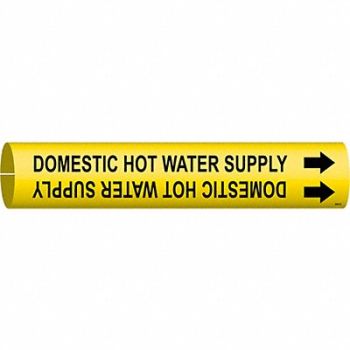 BRADY Pipe Marker Domestic Hot Water Supply, 5GXN1