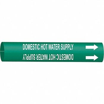 BRADY Pipe Marker Domestic Hot Water Supply, 5LGC6