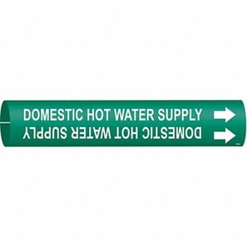 BRADY Pipe Marker Domestic Hot Water Supply, 5LED9