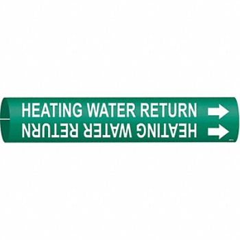 BRADY Pipe Marker Heating Water Return, 5LEE5
