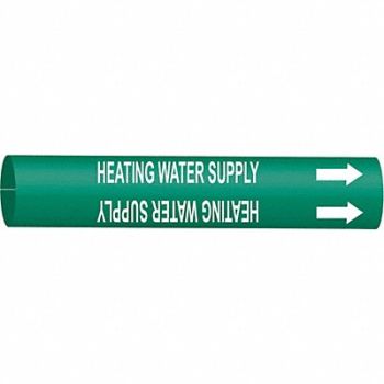 BRADY Pipe Marker Heating Water Supply 10in H, 5LGE2