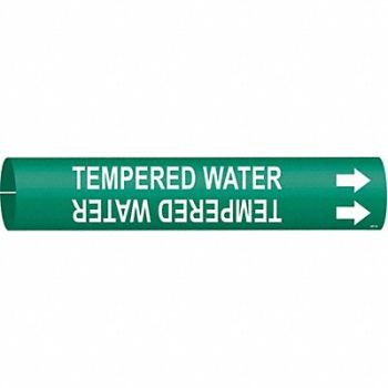 BRADY Pipe Mrkr Tempered Water 7/8in H 7/8in W, 5GYH1