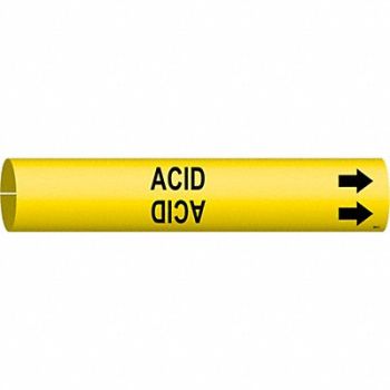 BRADY Pipe Marker Acid 2 in H 2 in W, 5GYH2