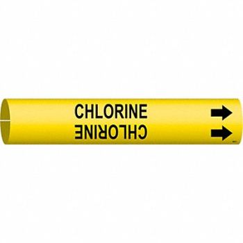 BRADY Pipe Marker Chlorine 2 in H 2 in W, 5GYL0