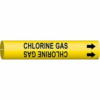 BRADY Pipe Marker Chlorine Gas 2 in H 2 in W, 5GYL2