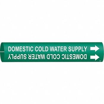BRADY Pipe Marker Domestic Cold Water Supply, 5GYP0