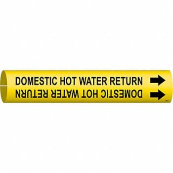 BRADY Pipe Mrkr Domestic Hot Watr Return 2in H, 5GYP2