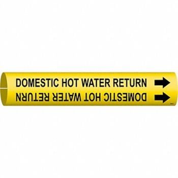 BRADY Pipe Marker Domestic Hot Water Return, 5GYP3
