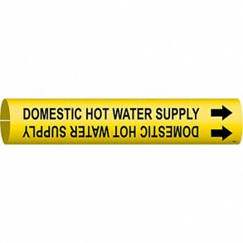 BRADY Pipe Mrkr Domestic Hot Watr Supply 2in H, 5GYP4