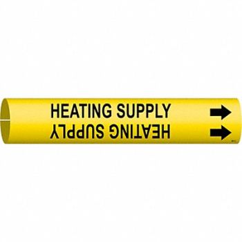 BRADY Pipe Marker Heating Supply 2 in H 2 in W, 5GYR6