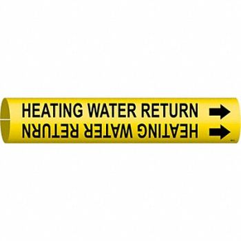 BRADY Pipe Mrkr Heating Watr Retrn 2in H 2in W, 5GYR8