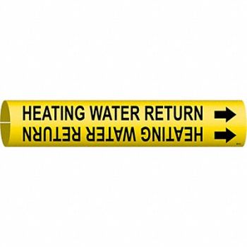BRADY Pipe Marker Heating Water Return, 5GYR9