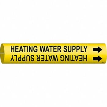 BRADY Pipe Marker Heating Water Supply, 5GYT1