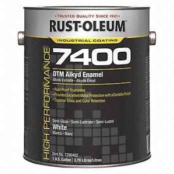RUST-OLEUM H7153 7400 Alkyd Enamel Semi-Gloss White 1 gal, 5H931