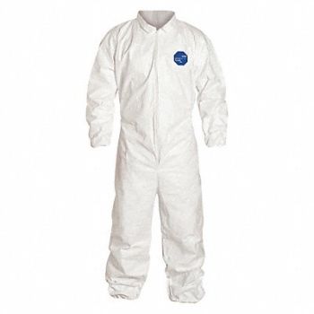 DUPONT Collared Coverall Elastic White XL, 30F377