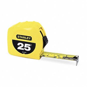 STANLEY Tape Measure 1 In x 25 ft Yellow In./Ft., 5HK84