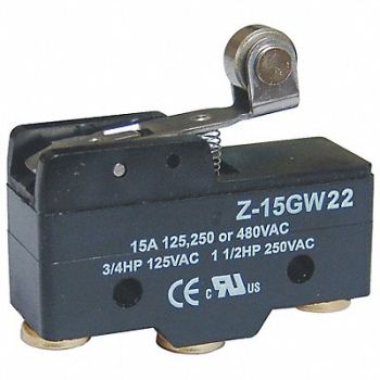 GRAINGER APPROVED Swch 15A 1 NO 1 NC Shrt Hinge Rollr Levr, 5JEE4