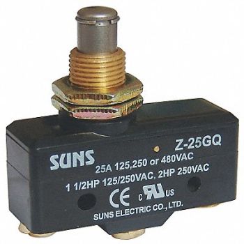 GRAINGER APPROVED Snap Swch 25A 1 NO 1 NC Panel Mt Plunger, 5JEF8
