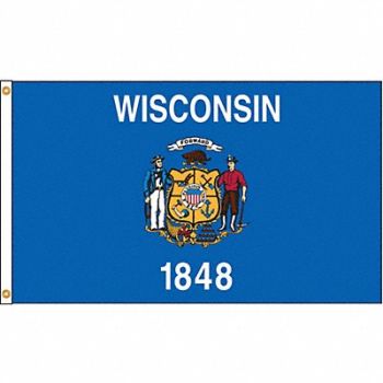 NYLGLO D3772 Wisconsin Flag 5x8 Ft Nylon, 5JFT4