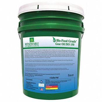 RENEWABLE LUBRICANTS Gear Oil Biobased ISO 150 5 Gal NSF H1, 5JGG8