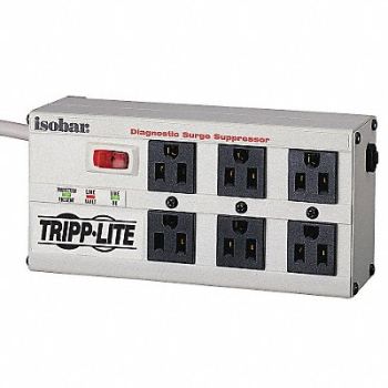 TRIPP LITE Surge Protector Strip 6 Outlet Gray, 5JK04