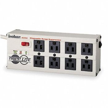 TRIPP LITE Surge Protector Strip 8 Outlet Gray, 5JK06