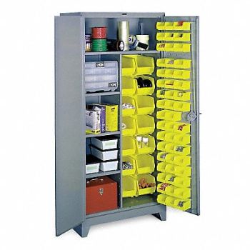 LYON Bin Cabinet 82 x36 x21 DvGry 64YlwBns, 5JL47