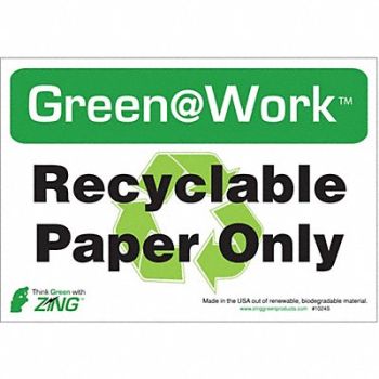 ZING Recycling Adhesive Sign 7x10in PK5, 5JMY3