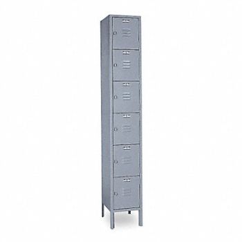 LYON Box Locker Louvered 1 Wide 6 Tier Gray, 4JXD6