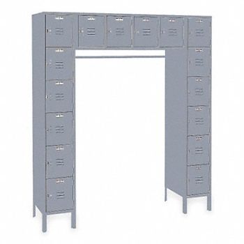 LYON F8971 Box Lockr/Coat Rod Lvred 6 Wd 6 Tr Gray, 5JP33