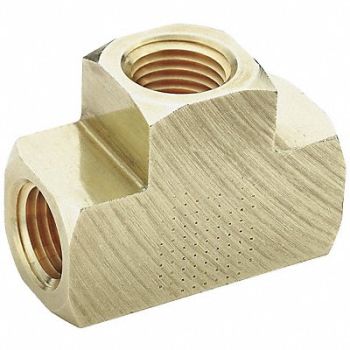 PARKER Extruded Tee Brass 3/8 in Pipe Size FNPT, 19H204