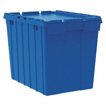 AKRO-MILS F8958 Attached Lid Ctr Blue Solid Ind Grd Poly, 5LA34