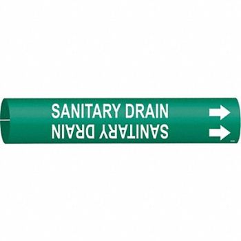 BRADY Pipe Marker Sanitary Drain 2 13/16in H, 5LDV1