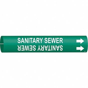 BRADY Pipe Marker Sanitary Sewer 2 13/16in H, 5LDV3