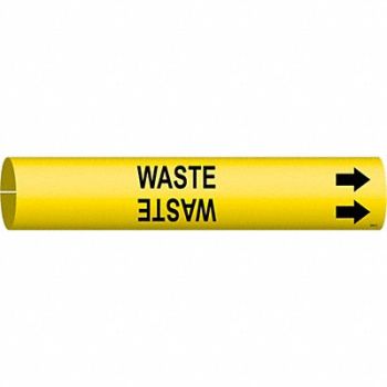 BRADY Pipe Marker Waste 2 in H 2 in W, 5LDX6