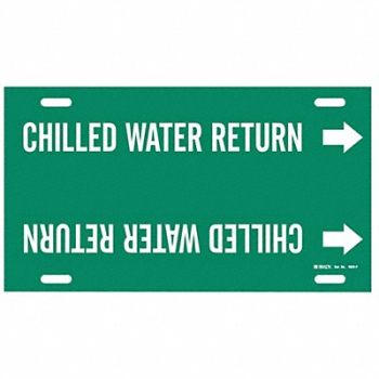 BRADY Pipe Mrkr Chilled Watr Rtrn 8in H 16in W, 5LEN0