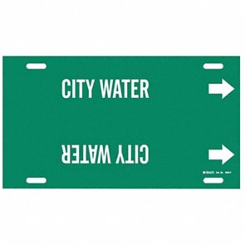 BRADY Pipe Marker City Water 8 in H 16 in W, 5LEP2