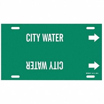 BRADY Pipe Marker City Water 10 in H 24 in W, 5LEP3