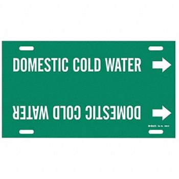 BRADY Pipe Mrkr Domstc Cold Watr 10in H 32in W, 5LEV3