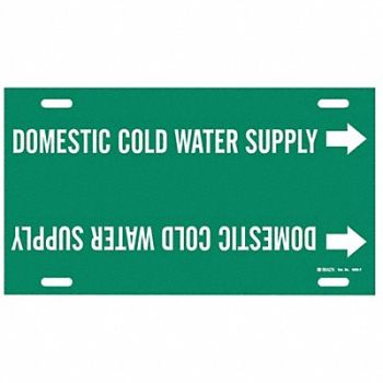 BRADY Pipe Marker Domestic Cold Water Supply, 5LEV4