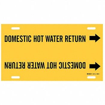 BRADY Pipe Marker Domestic Hot Water Return, 5LEW1