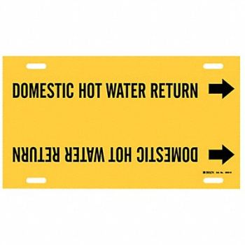 BRADY Pipe Marker Domestic Hot Water Return, 5LEW2