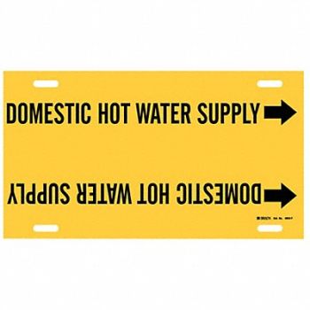 BRADY Pipe Mrkr Domestic Hot Watr Supply 8in H, 5LEW3