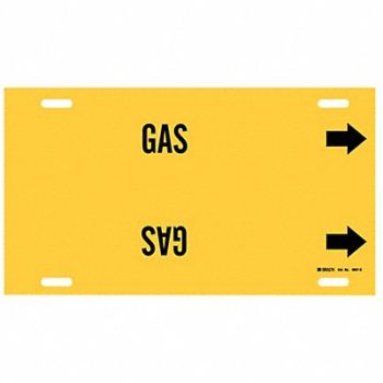BRADY Pipe Marker Gas 10 in H 24 in W, 5LEY2