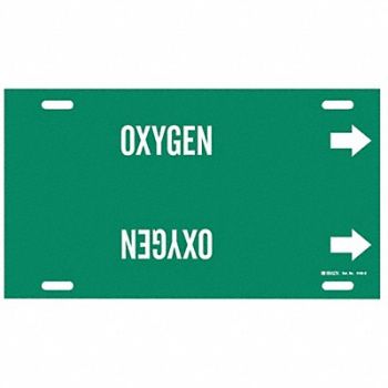 BRADY Pipe Marker Oxygen 10 in H 24 in W, 5LFG1