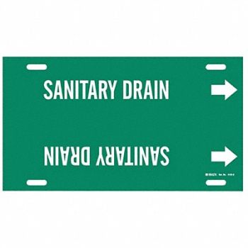 BRADY Pipe Marker Sanitary Drain 10in H 24in W, 5LFJ4