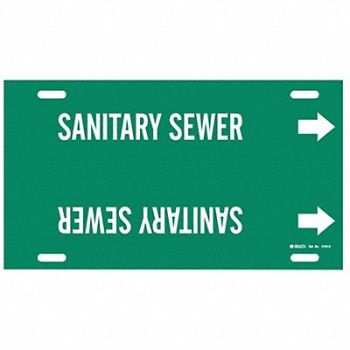 BRADY Pipe Marker Sanitary Sewer 10in H 24in W, 5LFJ7