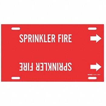 BRADY Pipe Marker Sprinkler Fire 10in H 32in W, 5LFK4