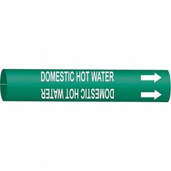 BRADY Pipe Mrkr Domestc Hot Watr 10in H 24in W, 5LGC0